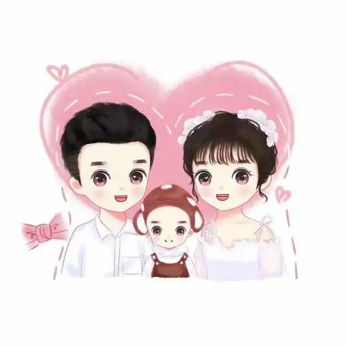 一家三口,四口头像手绘,有喜欢的吗?