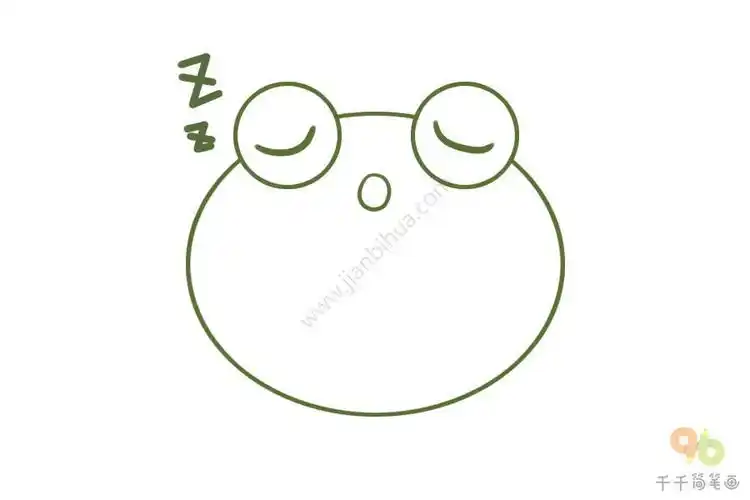 睡觉的绿豆蛙简笔画青蛙简笔画画睡觉的青蛙简笔画简笔画动物青蛙简单