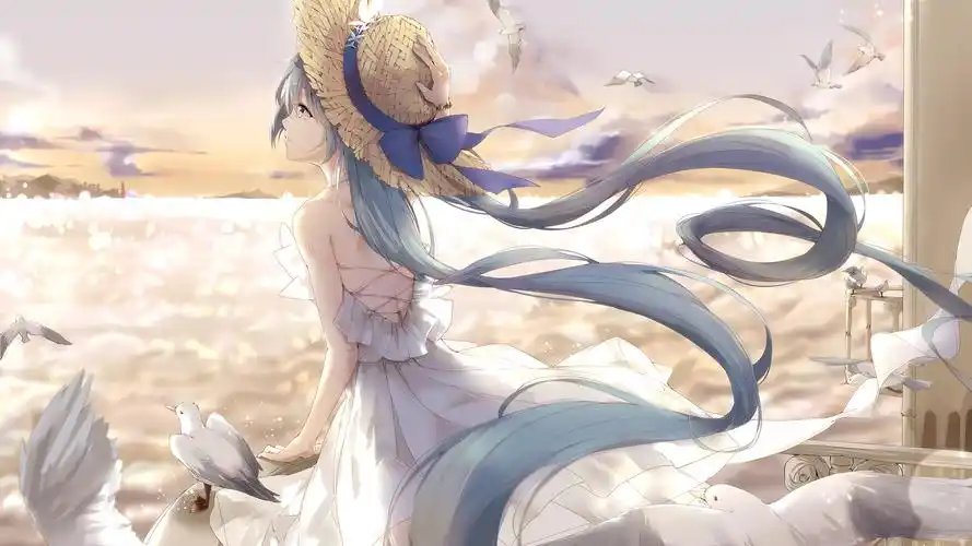 女孩子 初音未来 阳台 鸟儿 4k动漫壁纸壁纸女孩子壁纸图片_桌面壁纸