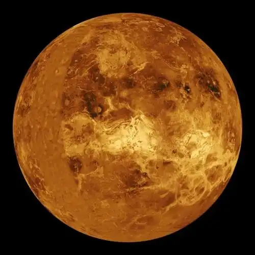 图示:金星-以东经90度为中心的计算机模拟全球视图(nasa/jpl).