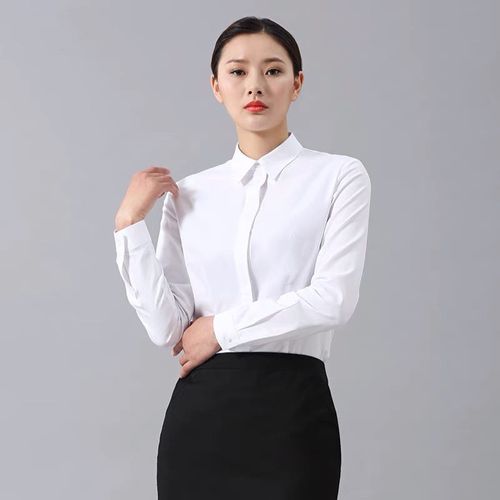 职业正装白衬衫女长袖女士工作服2021秋冬新款白色衬衣雪纺衫上衣