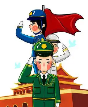 原创元素国庆军人敬礼卡通