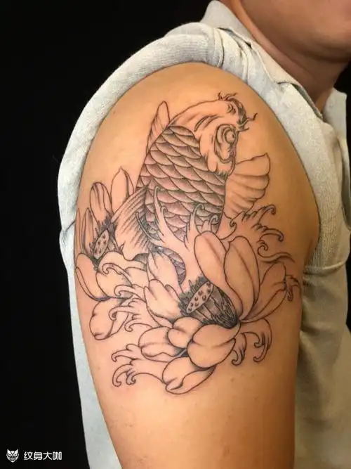 线条鲤鱼_纹身图案手稿图片_糖糖的纹身作品集