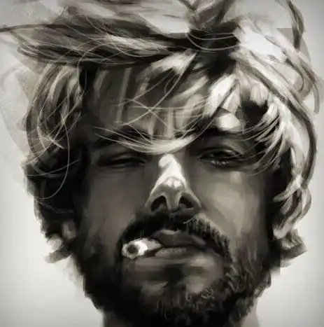 求一张手绘人物图,一个胡子拉渣的大叔,嘴里叼着一根烟,一看就不是