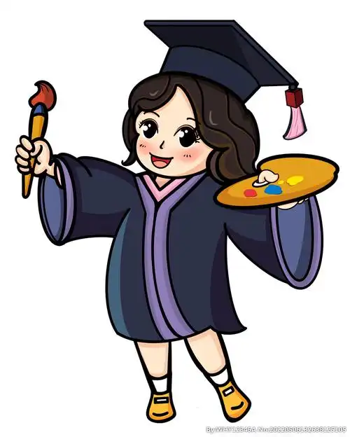 手绘卡通学士服图片