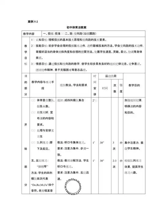 体育课教学设计