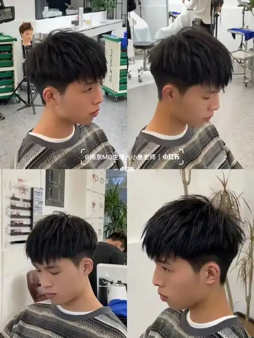 男生碎盖烫烫型不烫卷的发型阳光帅气