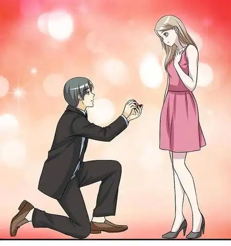 单膝下跪的情侣头像