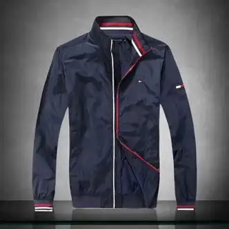 hkfz官方美国高端品牌汤米开衫立领薄款夹克男士刺绣宽松休闲纯色外套