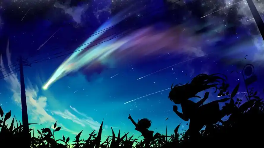 动漫风景流光溢彩的星空桌面壁纸