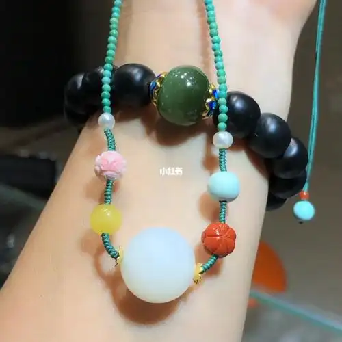 绿松和田玉锁骨链