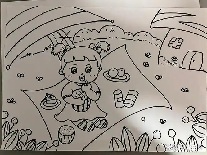 幼教主题简笔画《野餐》 唯有坚持78