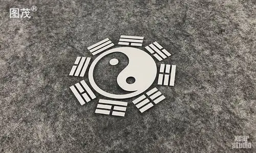 中国道教八卦图汽车电动车电瓶车电脑箱包贴纸防水防晒贴 反光红 8*8