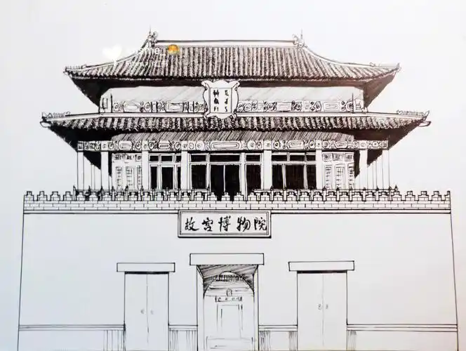 故宫线描马克笔填色