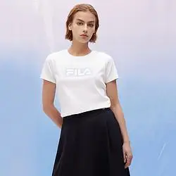 fila斐乐女装短袖大logo运动时尚纯棉针织t恤女