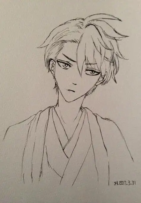 黑白素描动漫男生绘画图片让你回忆起用铅笔画漫画人物的岁月,来自于