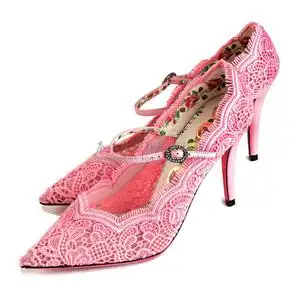 gucci 古奇 女鞋 代购 经典 蕾丝 尖头 高跟鞋 细跟 粉色 婚鞋