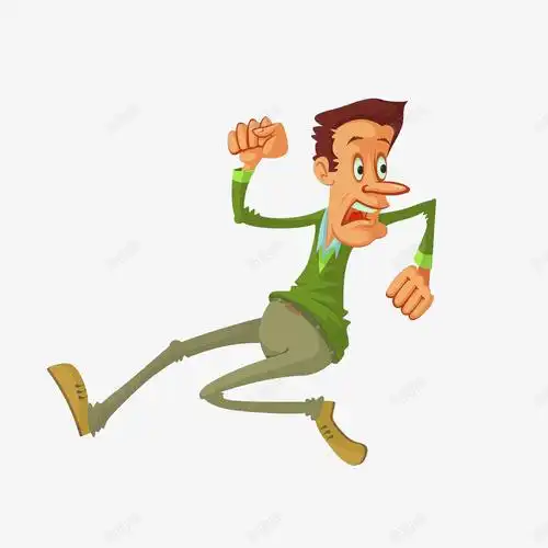 搞笑卡通风格逃跑人物装饰图