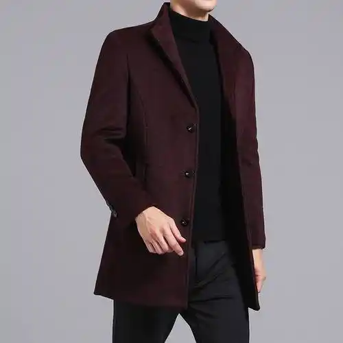 梵克公牛呢大衣男长款呢子外套男装加厚夹立领风衣视频