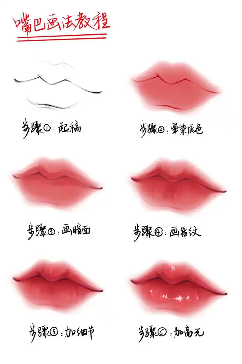 嘴巴画法教程～#插画教程 #插画 #procreate绘画  - 抖音