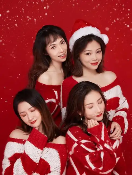 闺蜜圣诞四人照
