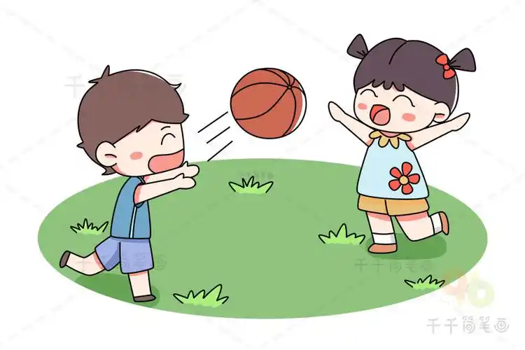 幼儿园的一天 小朋友自由活动简笔画