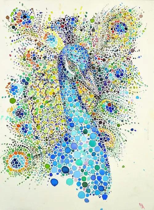 彩色点点构成的精致动物绘画作品密恐患者会怕吗