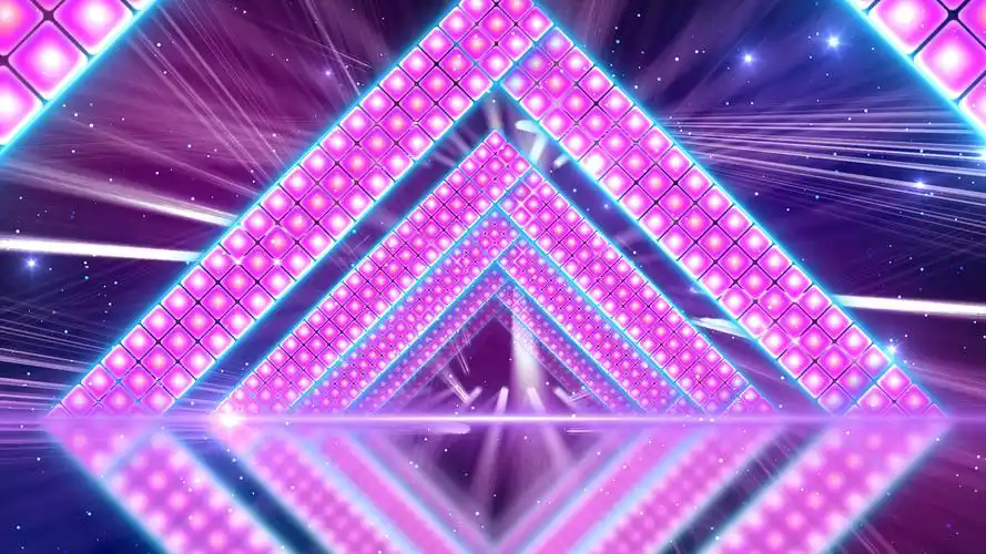 4k酷炫舞台灯光方格图形街舞走秀背景炫彩动感方格背景