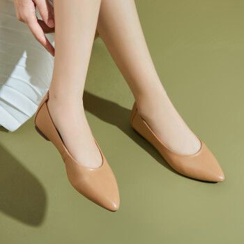 豆豆鞋女新款平底夏季单鞋软皮奶奶鞋春秋小皮鞋尖头大码女鞋淡粉色37