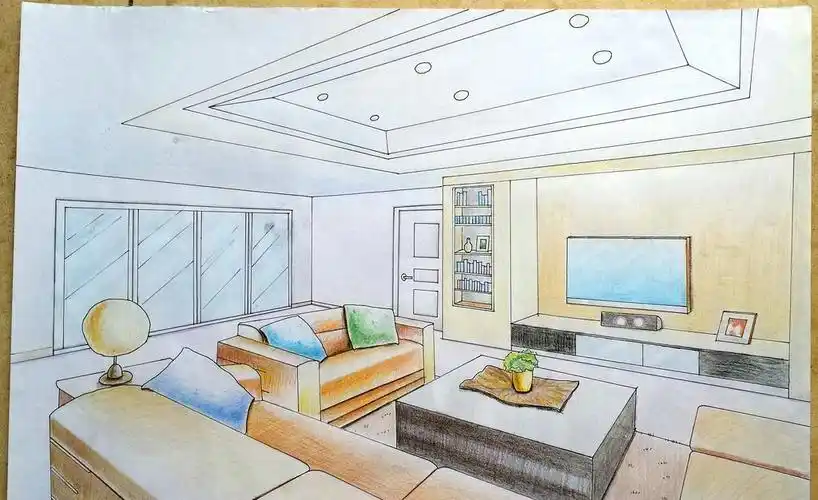 简单客厅手绘装修效果图