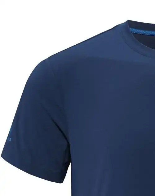 轻薄柔软 男款深灰蓝色纯色圆领速干t恤