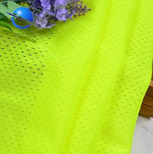 运动服装用网布针织面料厂家直销涤纶100% 涤纶荧光绿/黄