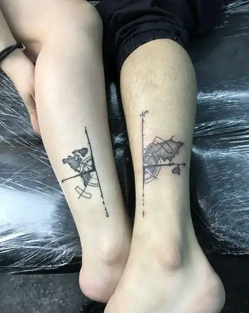 情侣纹身纹身图片_腿部纹身图案