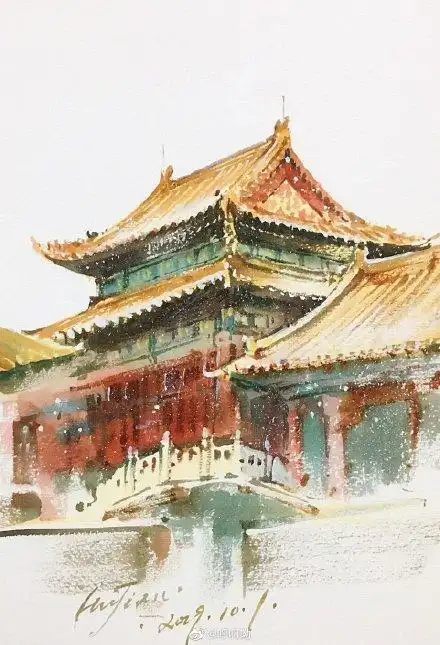 故宫水彩