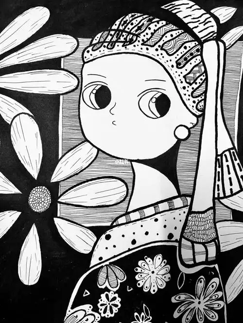 黑白画之"萌"娜丽莎