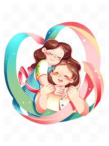 妈妈和女儿节日卡通扁平装饰营销场景47815166创意几何商场拍照框