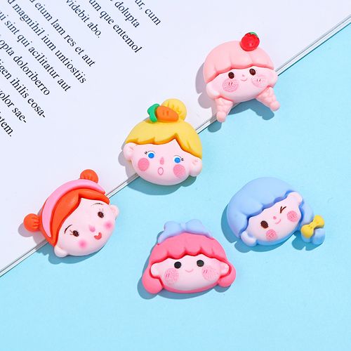 卡通丸子头女孩奶油胶手机壳树脂diy材料包手工制作发饰品小配件