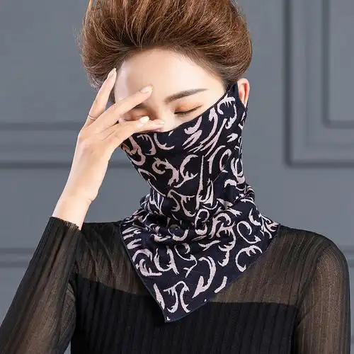 羊毛针织蒙面巾女秋冬防寒套头护脸保暖围脖不规则三角巾面罩1068