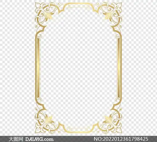 金色花纹图案装饰边框免抠图片素材