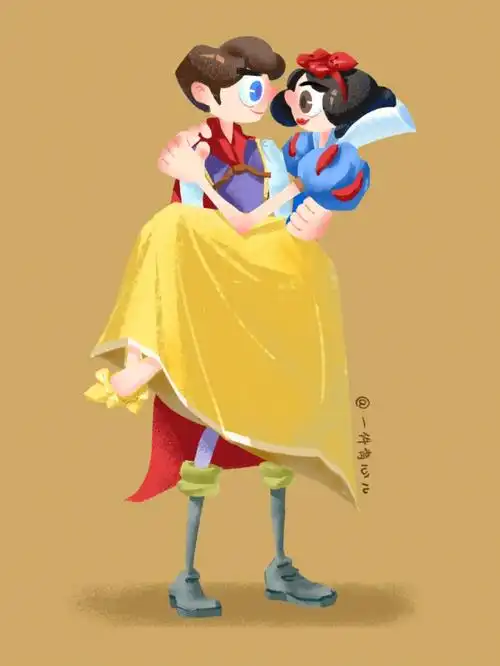 插画迪士尼cp白雪公主白马王子