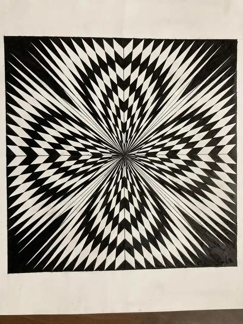 今年寒假有点长.发射构成.#黑白线描画 #控笔练习 #手稿分 - 抖音