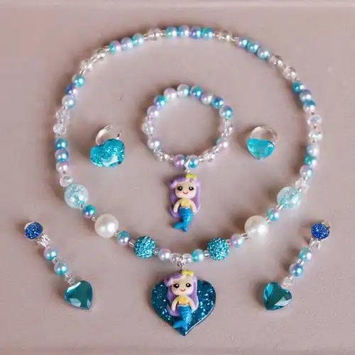 女童儿童宝宝女孩首饰冰雪艾莎公主珍珠项链手链套装生日节日礼物