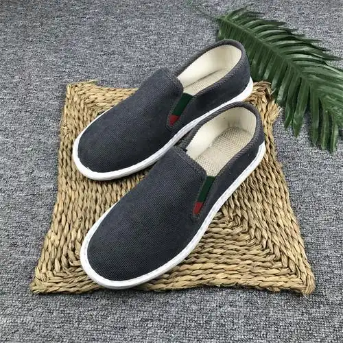 春夏季休闲老北京布鞋男懒人一脚蹬透气平跟灯芯绒低帮韩版中国风