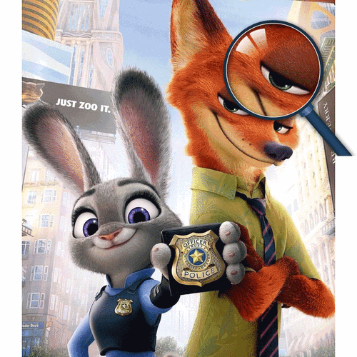 每日一练⑥-疯狂动物城 gif动画 插画 朱迪 尼克