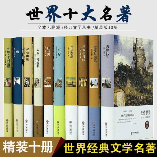世界十大名著全套10册正版巴黎圣母院飘童年红与黑呼啸山庄悲惨世界