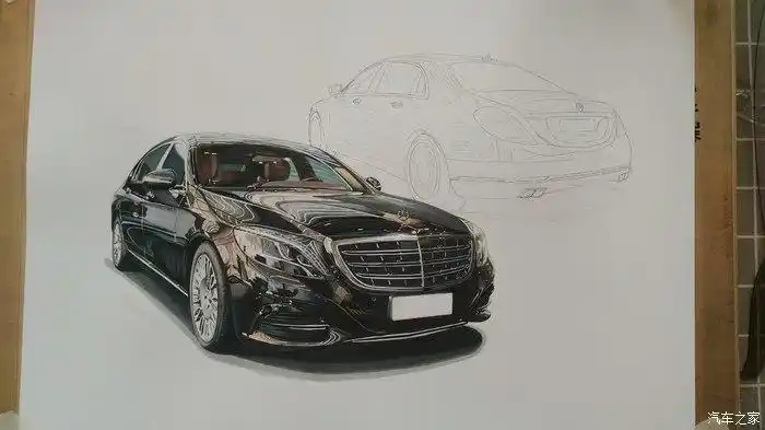 【图】【吉手绘】为尊崇而生,手绘梅赛德斯-迈巴赫s400_汽车插画论坛_