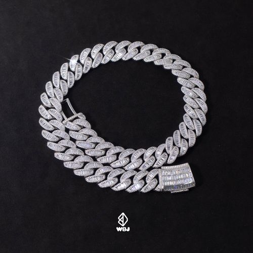 wbj定制珠宝21mmt方古巴古巴项链纯银s925cuba项链