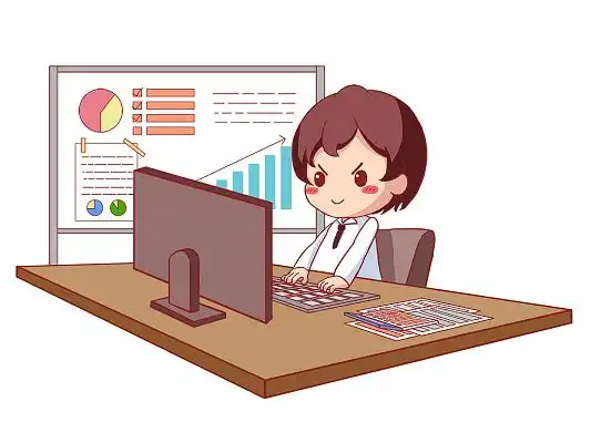 认真工作的人打工人上班png黑白简约卡通加油打工人电脑桌面分区插画