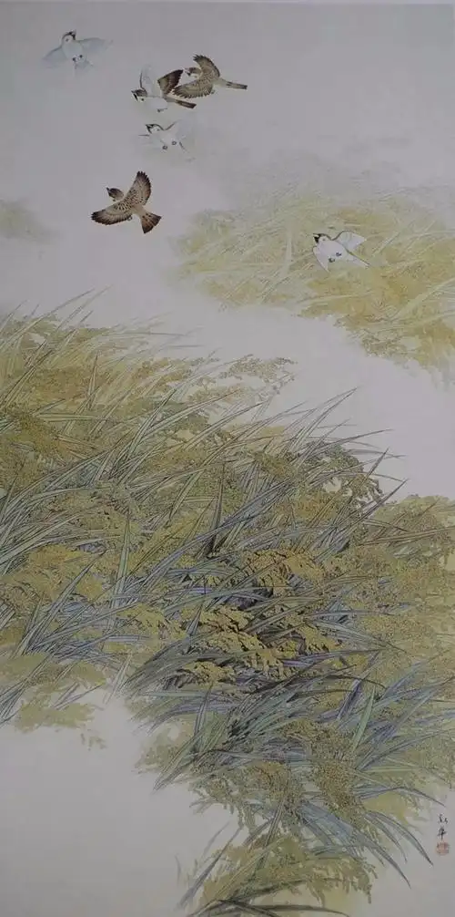 画家刘新华现代工笔花鸟画40图,空灵雅致,楚楚动人