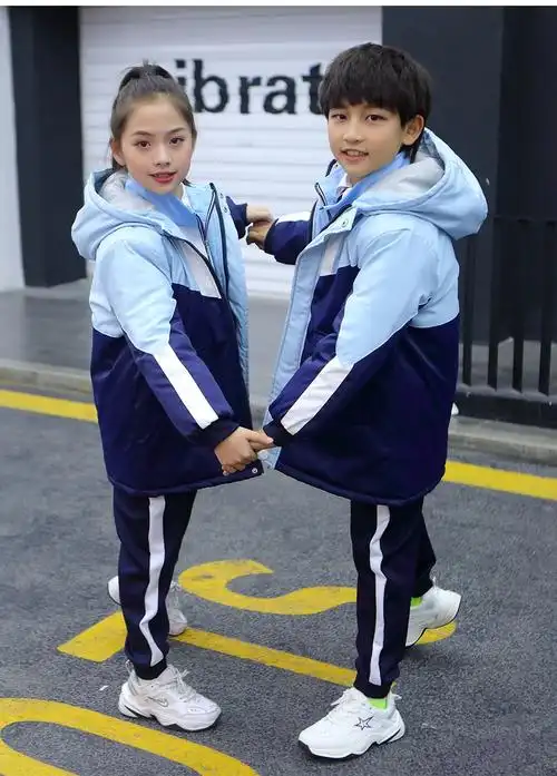 童装小学生校服冬季棉衣中大童男女童班服冬装加厚连帽外套幼儿园园服